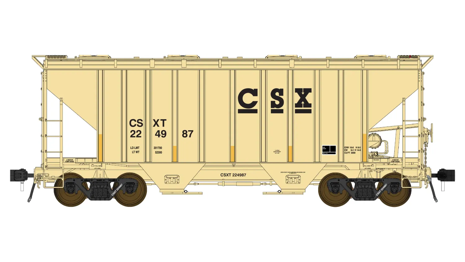 PS 3000CD Two-Bay Hopper Car - CSX, Road Number: 224987