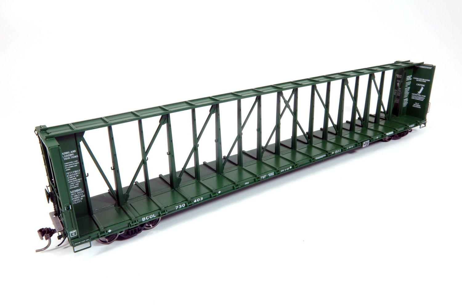 NSC Centerbeam Flatcar: BC Rail - Green #730436