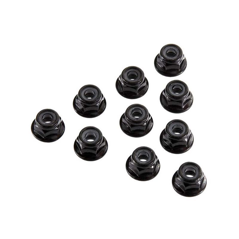 Serrated Nylon Lock Nut, Black 4mm