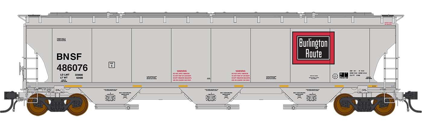 Trinity 5161 Hopper Burlington Route BNSF Heritage, Road Number: 486076