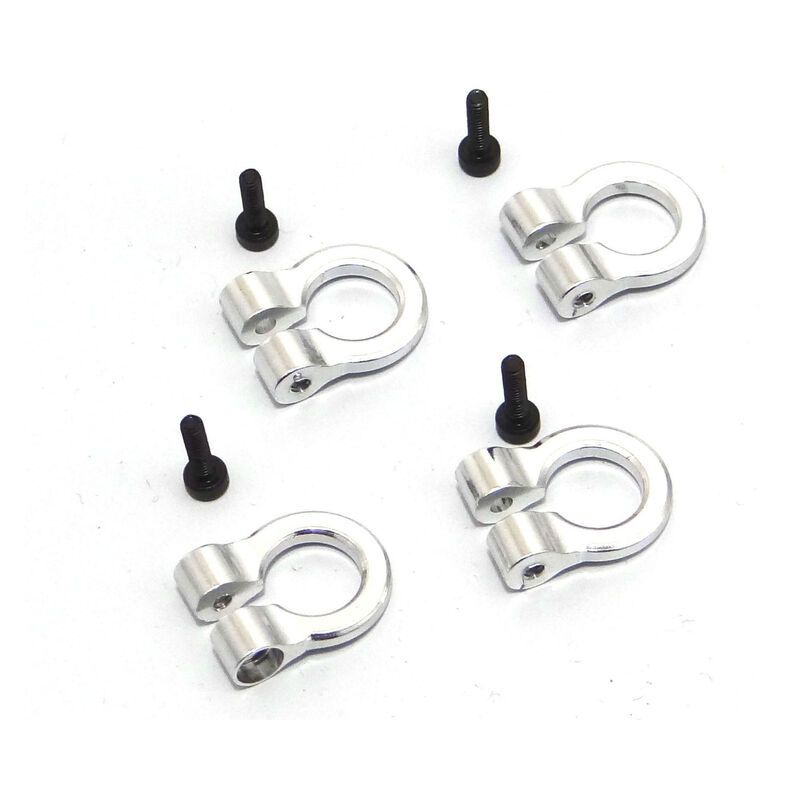 1:10 Scale Aluminum Silver Tow Shackle D-Rings (4)