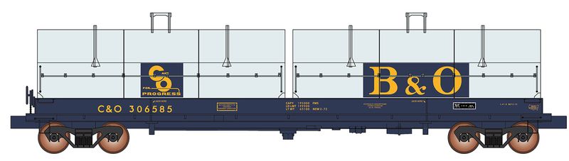 Evans 100 Ton Coil Car C&amp;O - B&amp;O - Blue &amp; Gray