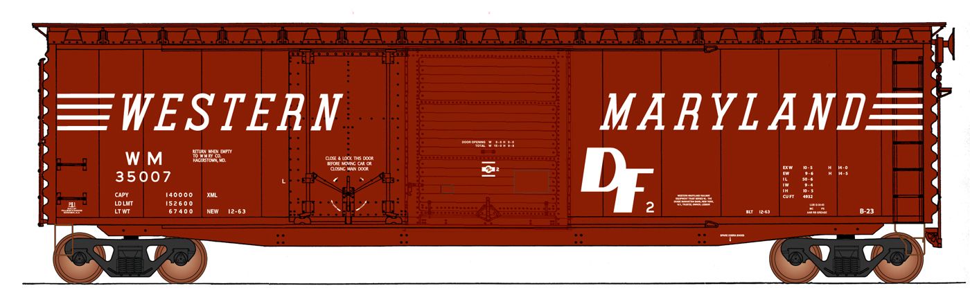 50' PS-1 Double Door Boxcar Western Maryland #35012