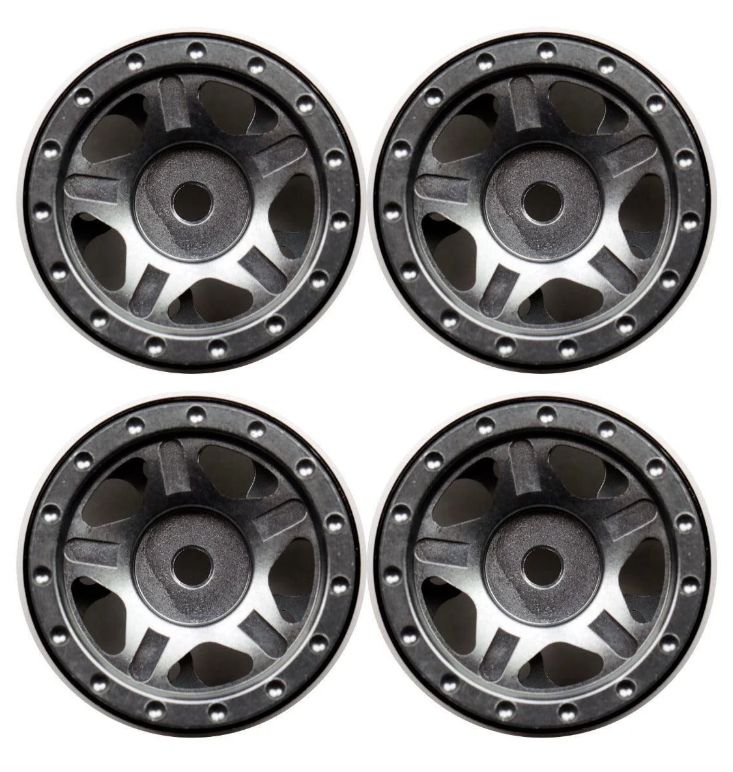 Axial SCX24 C10 Jeep Deadbolt Aluminum Beadlock Wheels Rims Grey