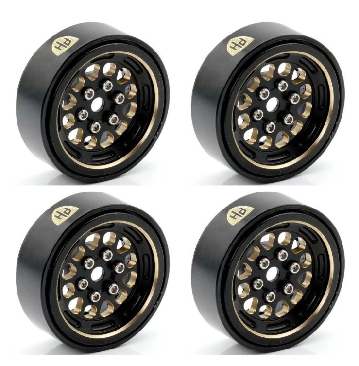 Powerhobby Axial SCX24 1.0" Black Brass Beadlock Crawler Wheels 1/24