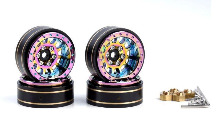 Powerhobby Axial SCX24 1.0" Titanium Brass Beadlock Crawler Wheels 1/24