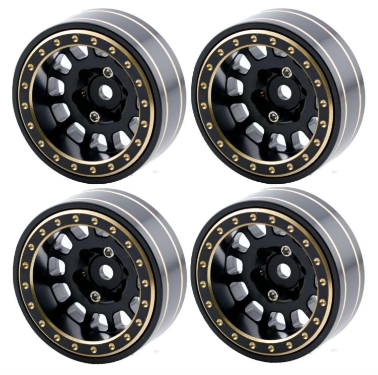 Powerhobby 1.1" 12-Spoke Brass Beadlock Wheels offset -3.75mm (4) 1/24 SCX24