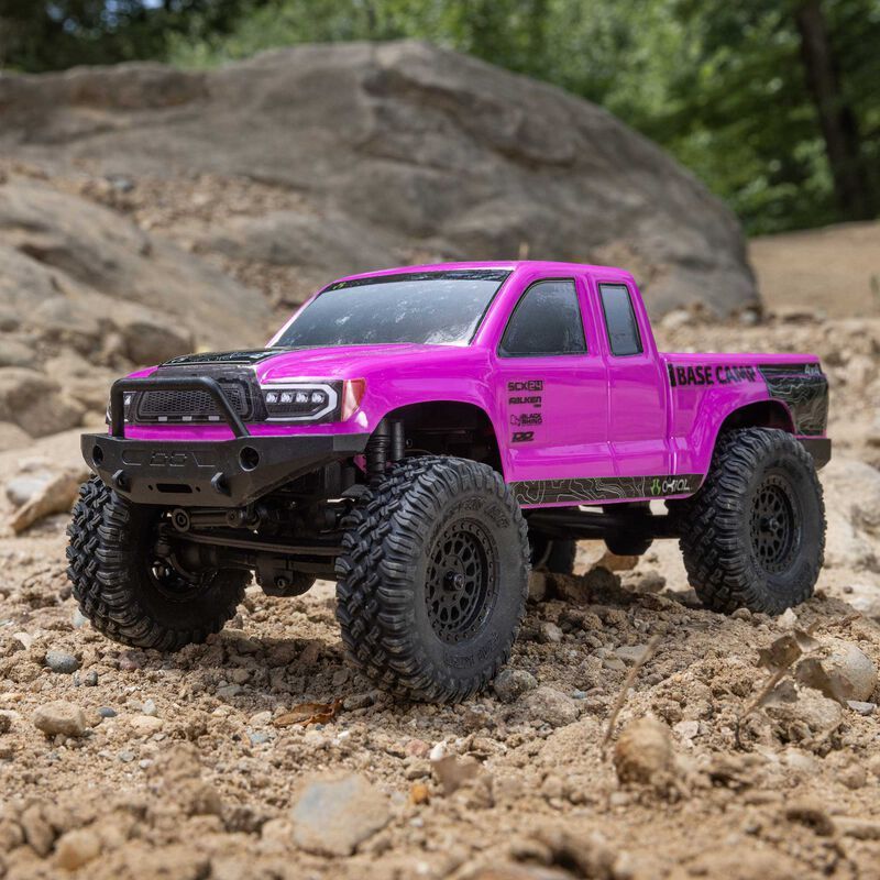 Axial 1/24 SCX24 Base Camp 4X4 RTR Brushed Rock Crawler (Battery &amp; Charger Included), Pink