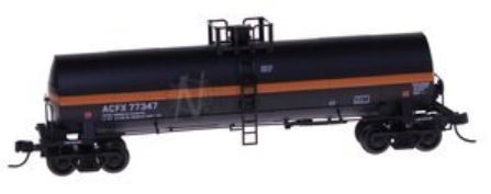 ACF 17,360 Gallon Tank Car ACFX (Black w/ Orange Stripe) Road #77347