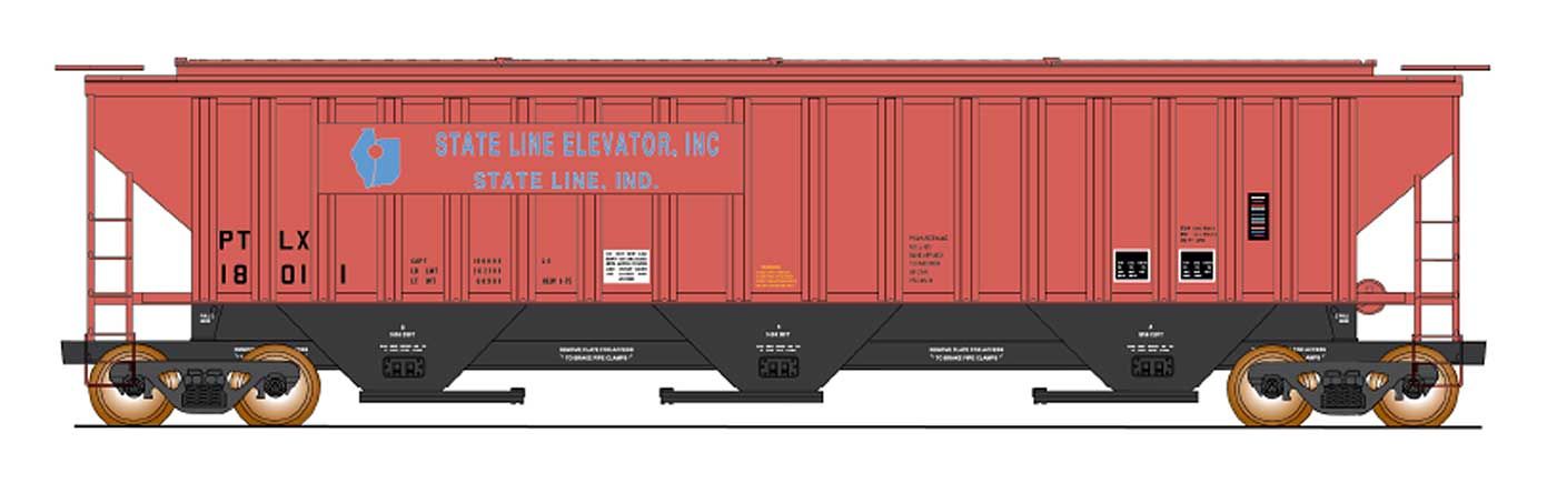 4750 Cu. Ft. Rib-Sided 3-Bay Hopper, State Line Elevator, Car #18014