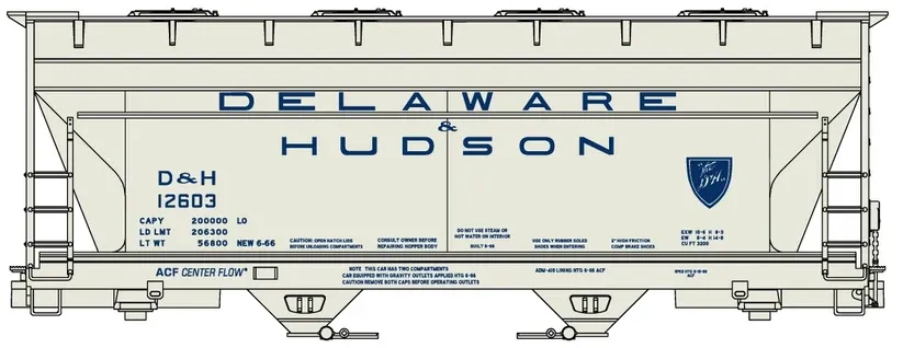 2-Bay ACF Covered Hopper Delaware &amp; Hudson #12603
