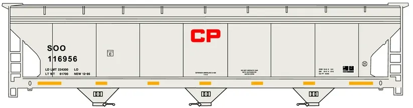 3-Bay ACF Covered Hopper Canadian Pacific #116956