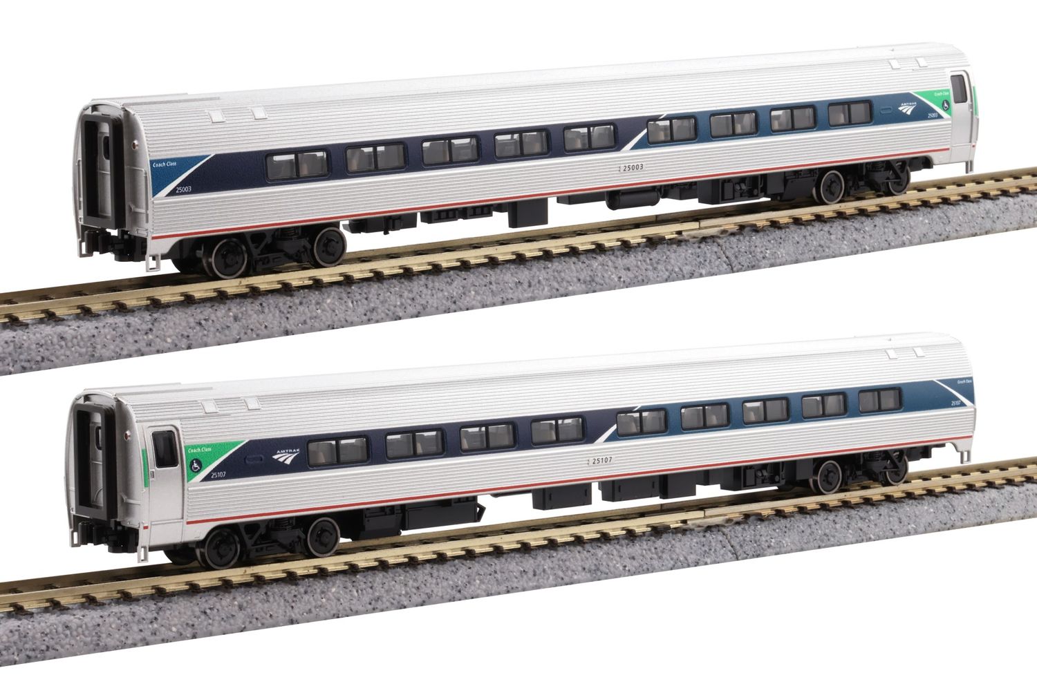 Amtrak Amfleet II Phase VII Paint Coach 2 Car Set