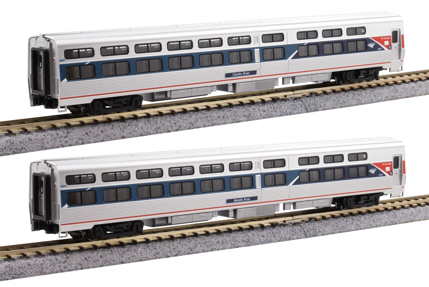 N Viewliner I Sleeper 2 Car Set Phase VII w/ Preinstalled Lights