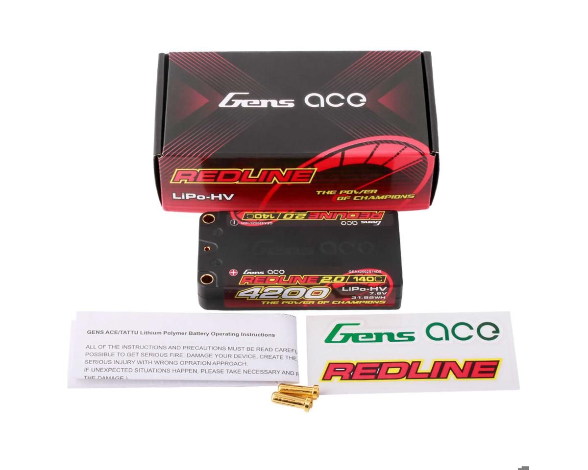 Redline 2.0 2S Shorty LiHV Battery 140C (7.6V/4200mAh) w/5mm Bullets