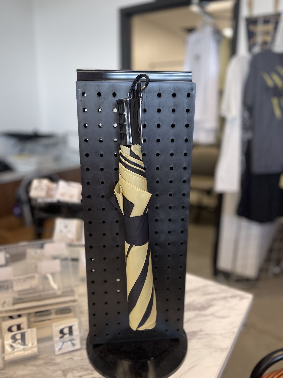 BLACK AND GOLD UMBRELLA