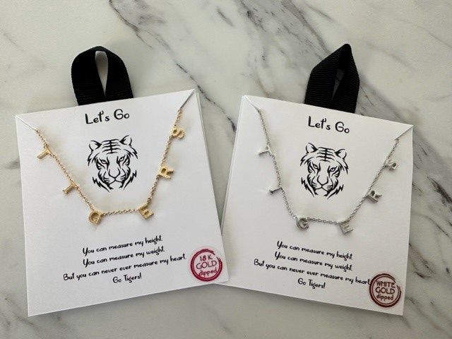 LET&#39;S GO TIGER INITIAL CHARM NECKLACE