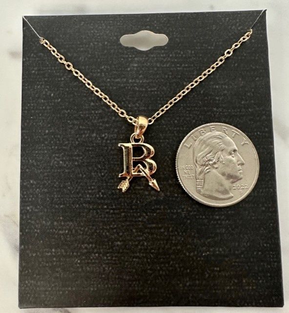 BA CUTOUT PETITE LOGO NECKLACE - GOLD