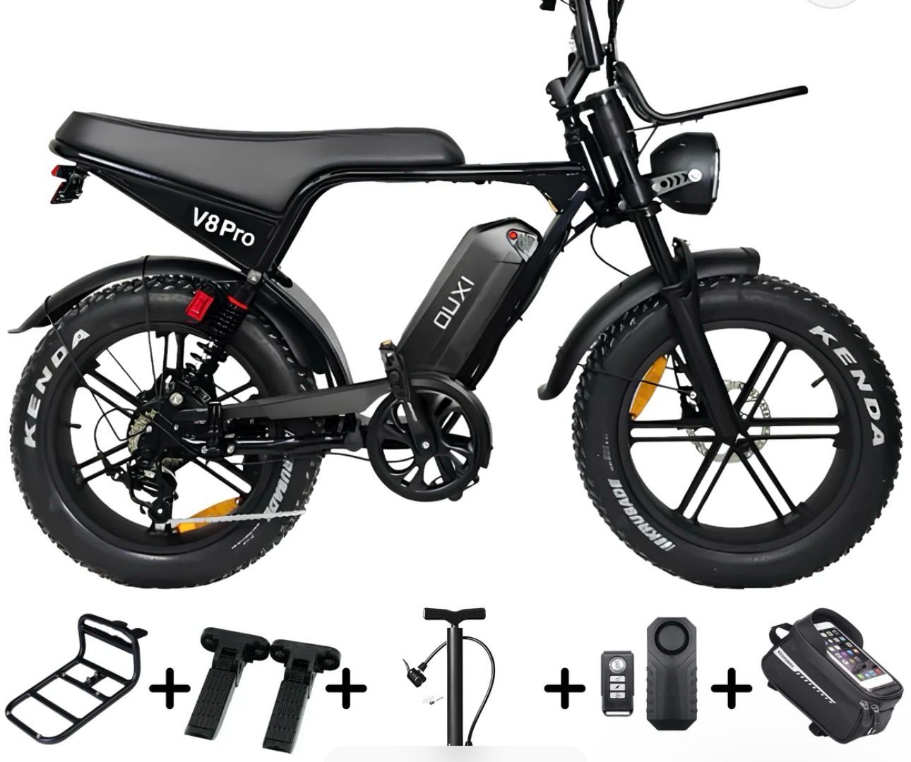  OUXI V8 PRO Fatbike - Zwart - Hydraulische Remmen