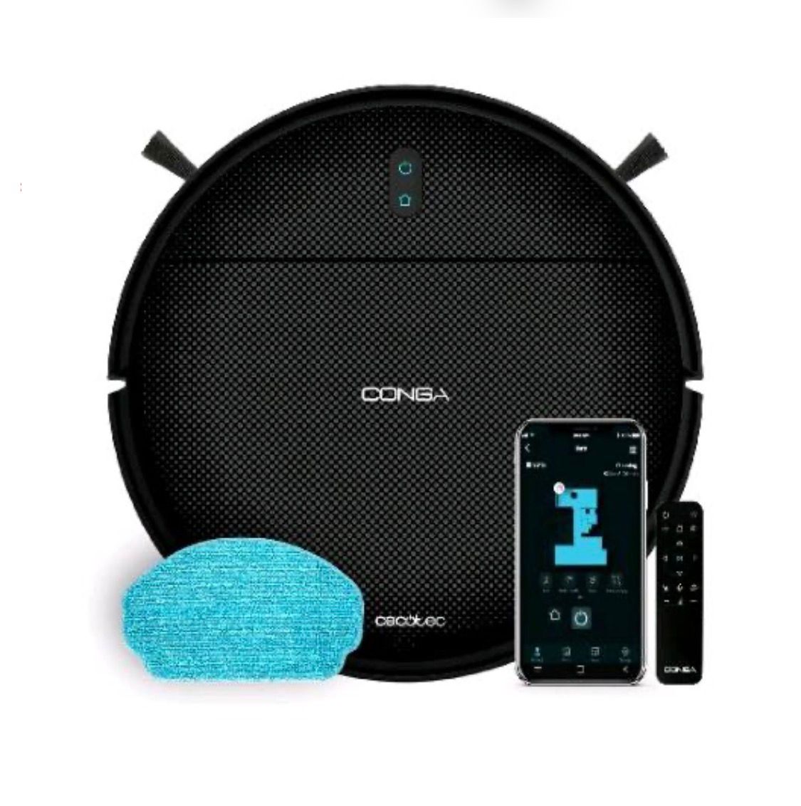 CECOTEC CONGA 999 MAO GENESIS ROBOT ASPIRAPOLVERE LAVAPAVIMENTI TECNOLOGIA ITECH SMARTGYRO CONTROLLO CON APP E TELECOMANDO NERO