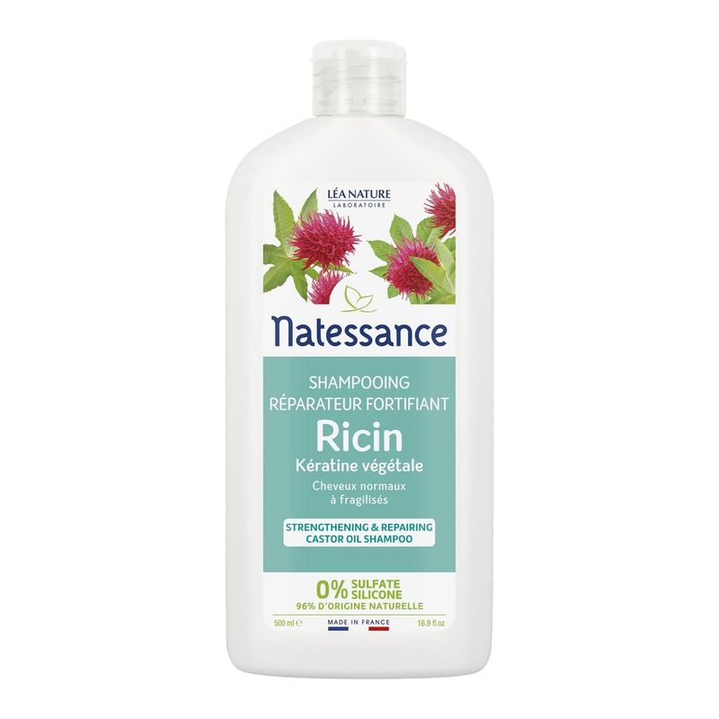Shampooing réparateur fortifiant Ricin et Kératine végétale NATESSANCE 500ml