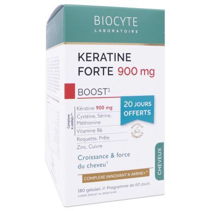 BIOCYTE Kératine 900mg BOOST 180Gélules BIOCYTE Kératine 900mg BOOST 180Gélules