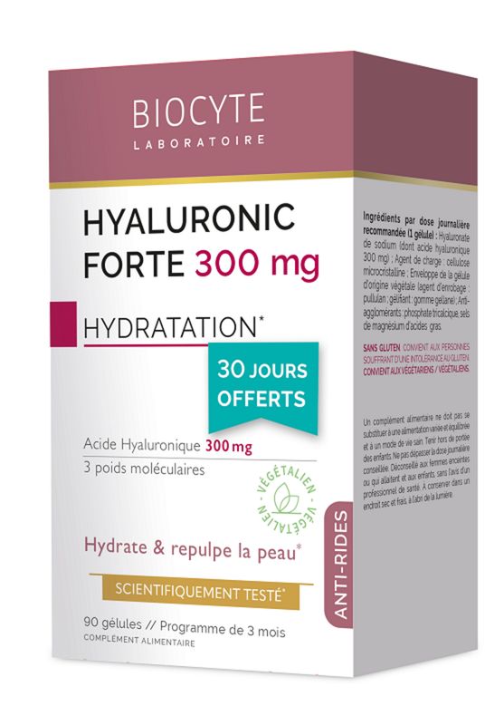 Acide Hyaluronique 3 mois 300mg 90 gélules BIOCYTE