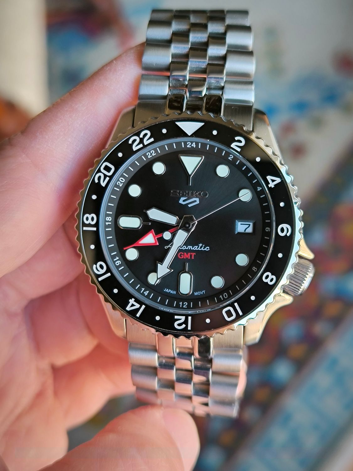 Seiko Mod Black GMT 42mm NH34 Automatic watch