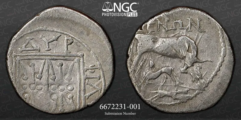 ILLYRIA, DYRRHACHIUM / GREEK CIVIC AR DRACHM NGC GRADED / 3rd - 1st century BC