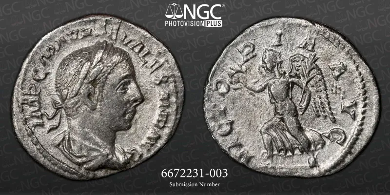 SEVERUS ALEXANDER (AD 222-235) AR DENARIUS NGC GRADED