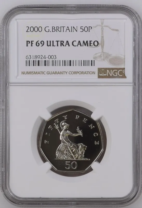 2000 GREAT BRITAIN 50P NGC PF 69 ULTRA CAMEO