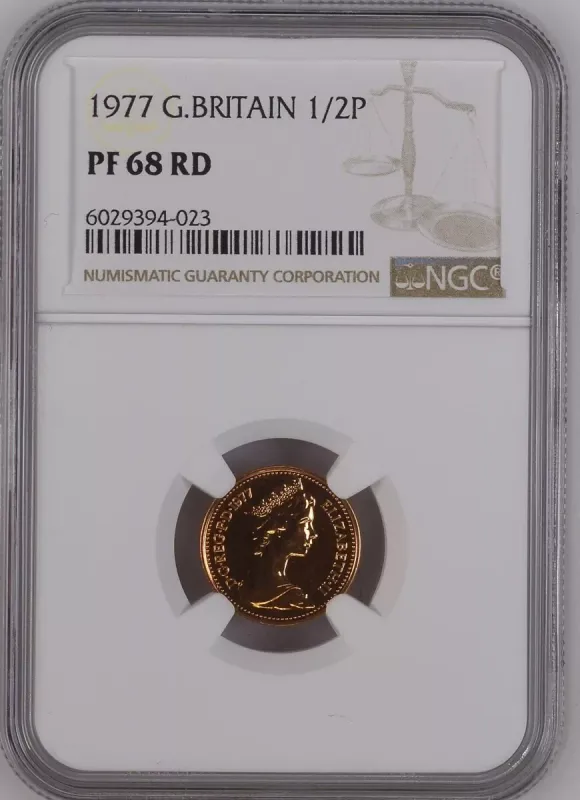 1977 GREAT BRITAIN 1/2P NGC PF 68  RARE