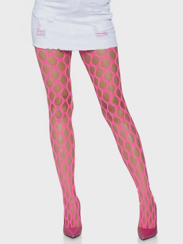 Jumbo Pothole Net Tights OS Neon Pink