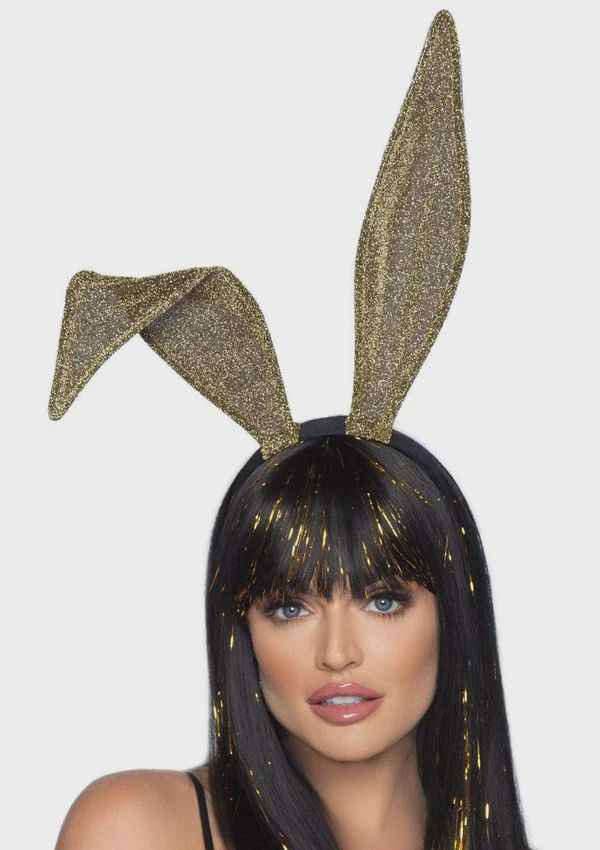 Glitter Bunny Ear Headband Gold