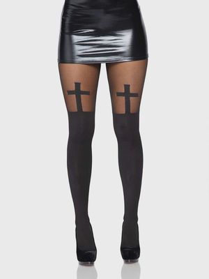 Cross pantyhose with Thigh Accent