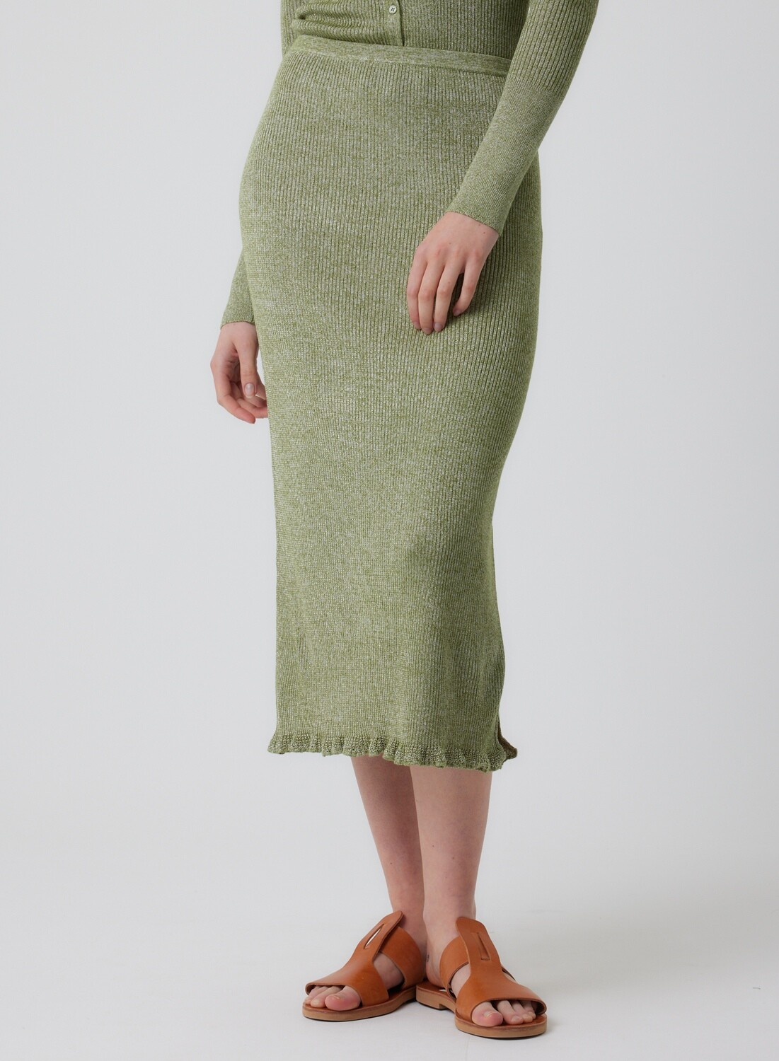 Viscose Metallic Rib Skirt (K195FJU037)