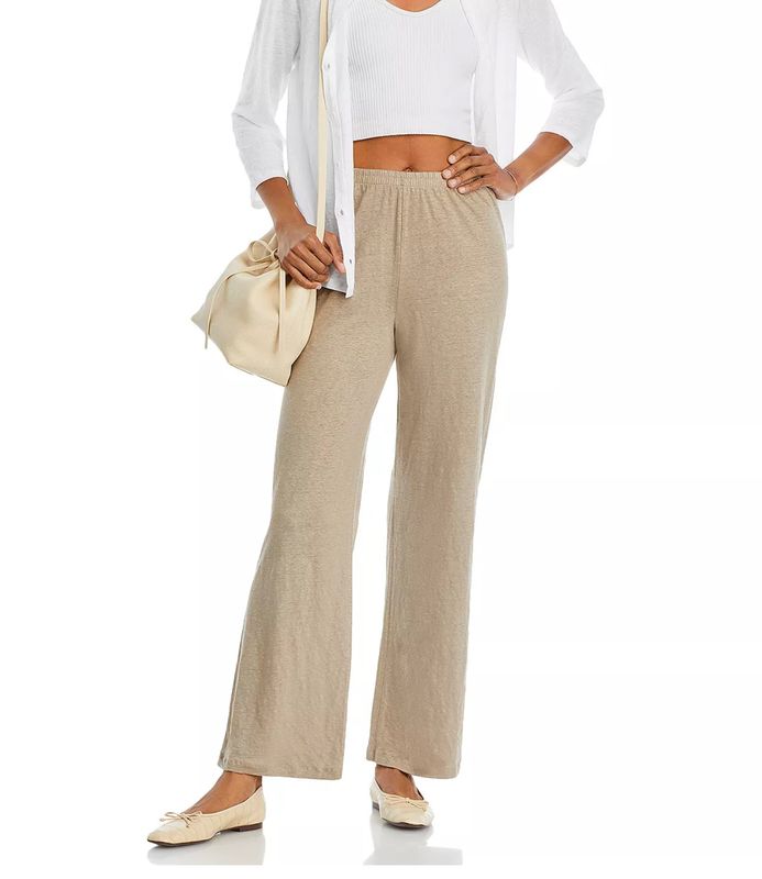 Stretch Linen Wide Leg Pant (M011FPA130)