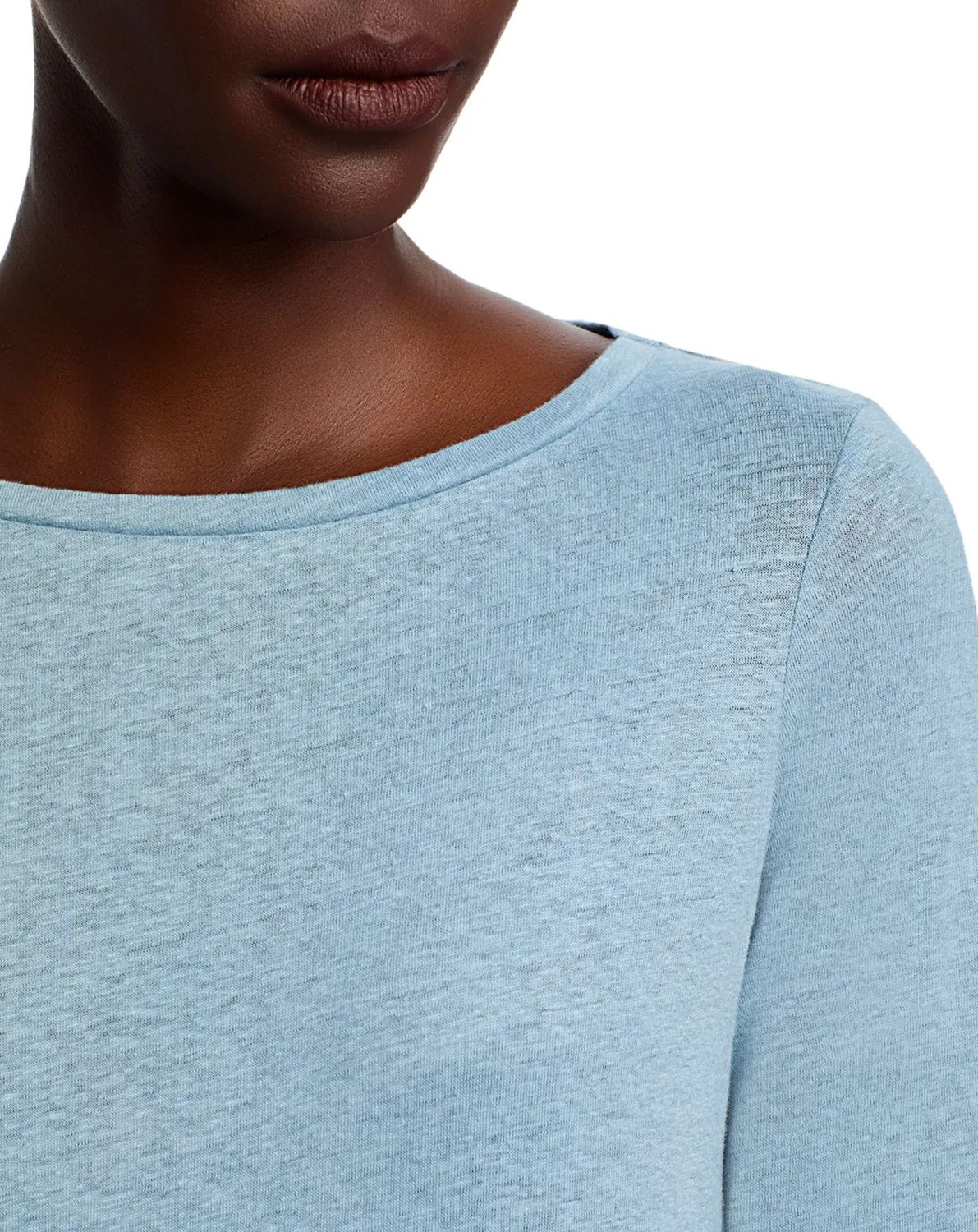 Stretch Linen 3/4 Sleeve Boatneck (M011FTS398), Color: 143 Ocean, Size: 1