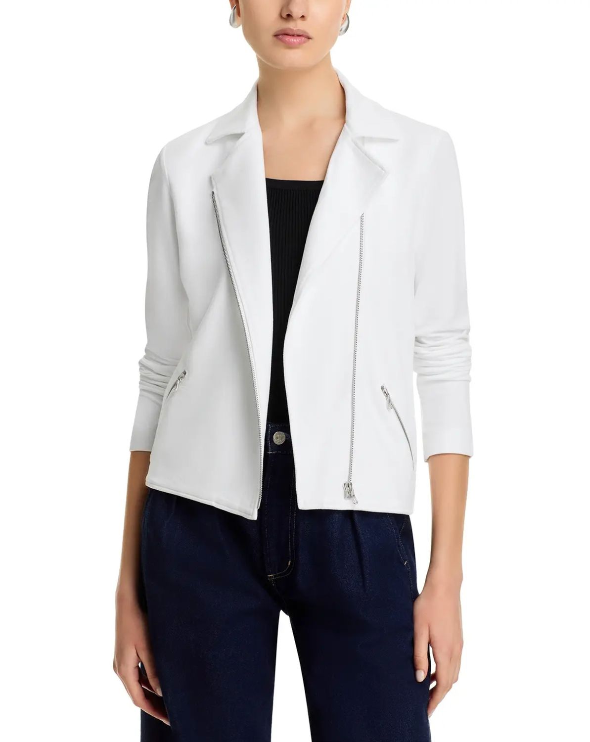 French Terry Moto Jacket (M003FVE009), Color: 001 Blanc, Size: 1