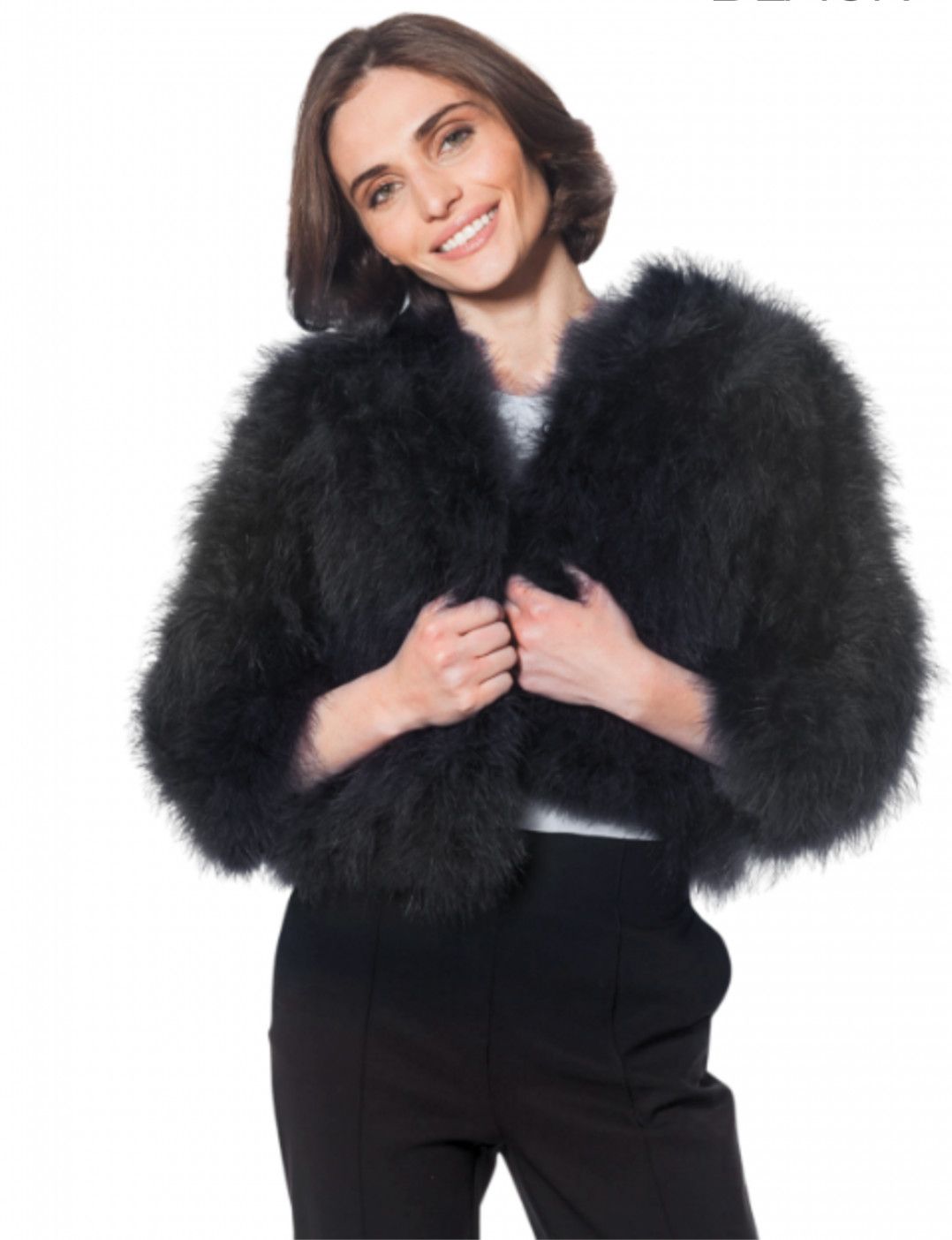 Feather Bolero (FT-084), Color: Black, Size: XSMALL