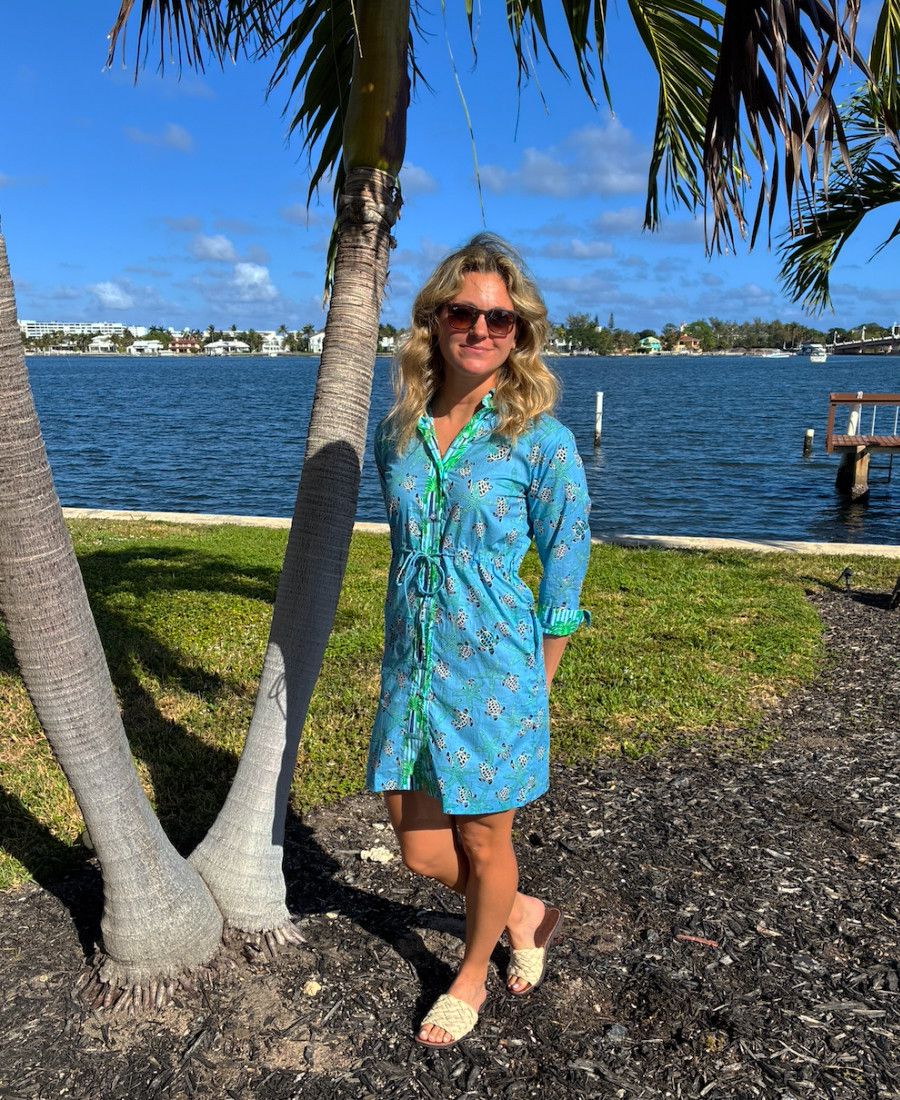 Turtle Print Claudette Tie Dress