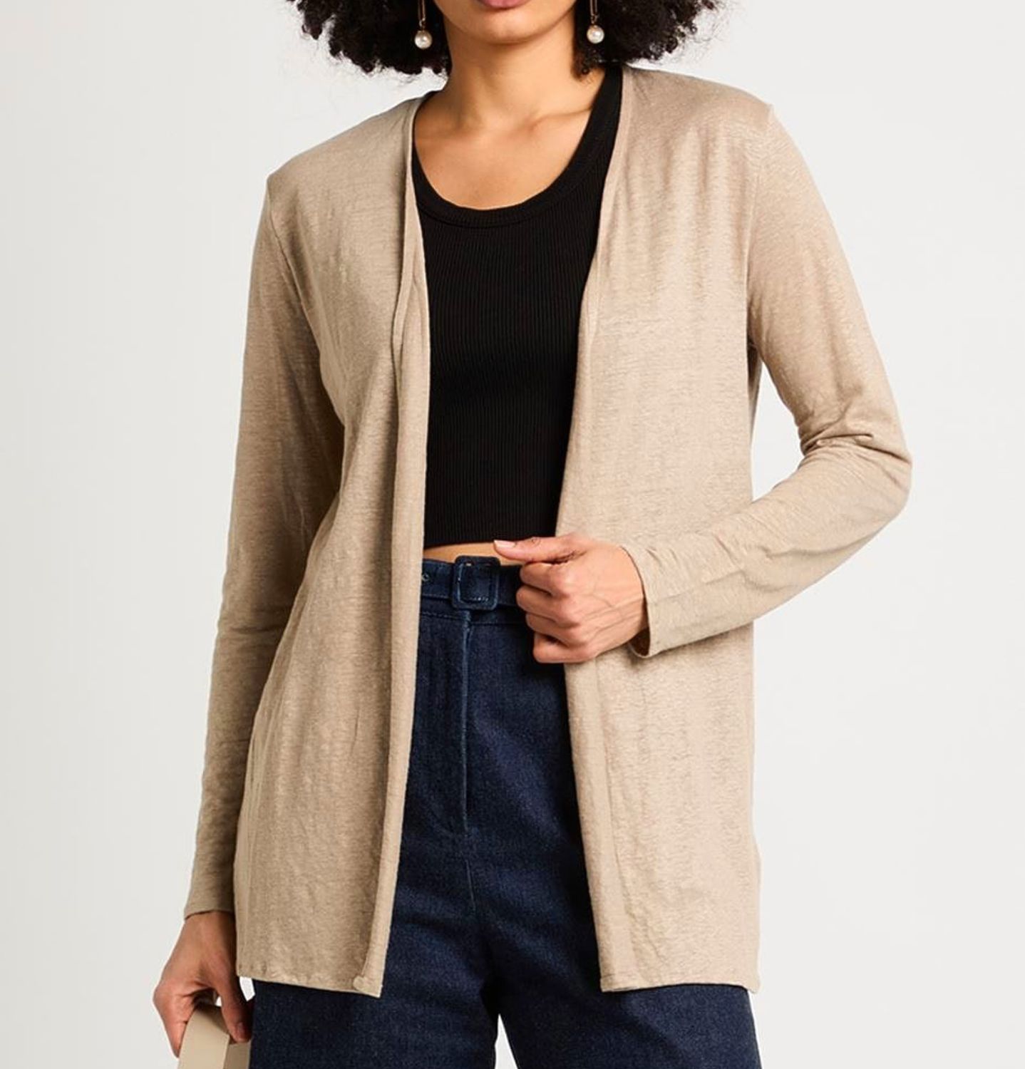 Stretch Linen Open Cardigan (M011FGI009)