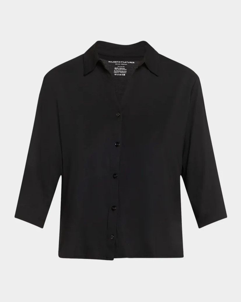 Soft Touch 3/4 Slv Relax Shirt (M001FCH100), Color: 001 Noir, Size: 1