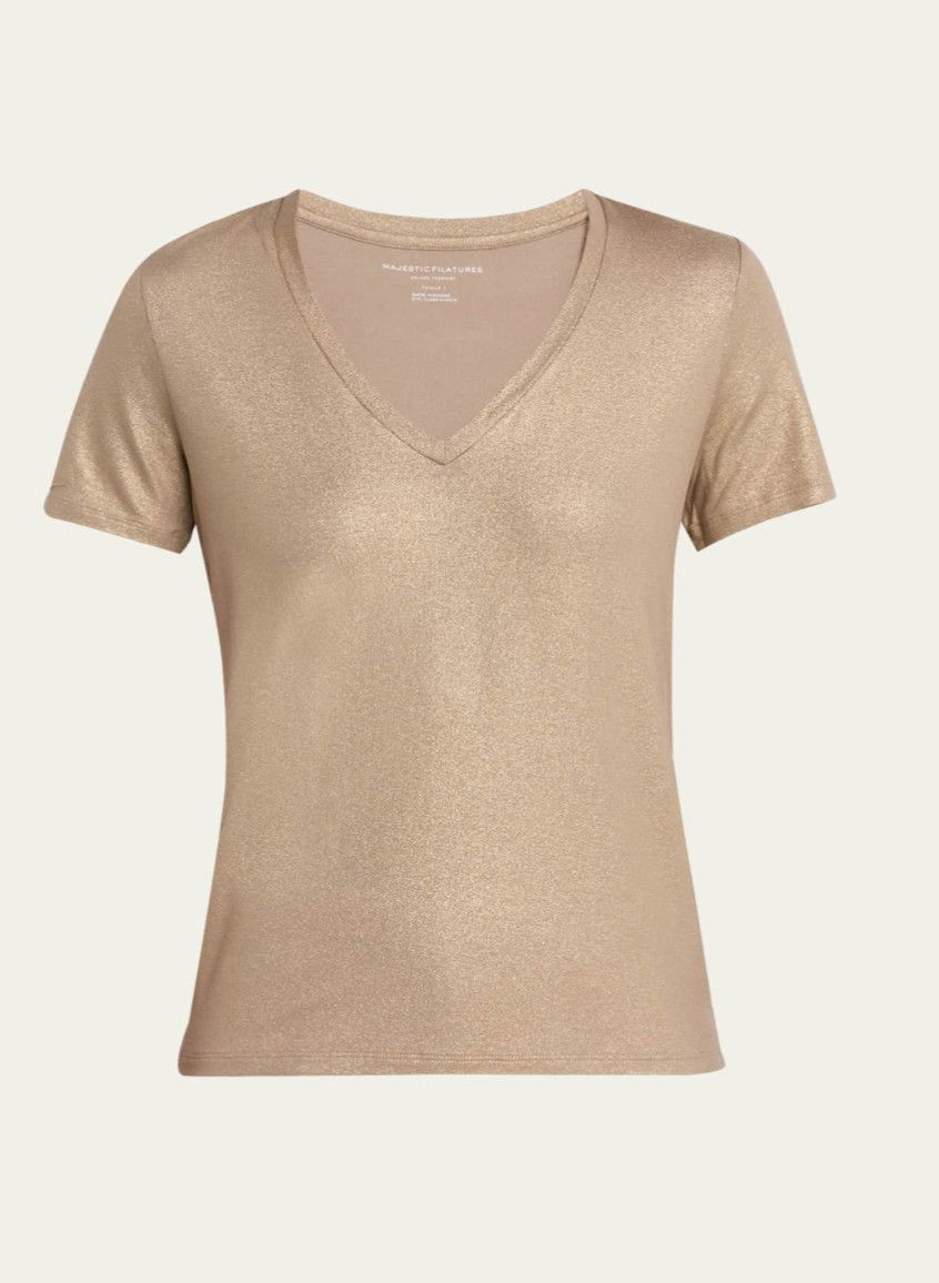 Soft Touch Metallic S/S Vneck (M014FTS265)
