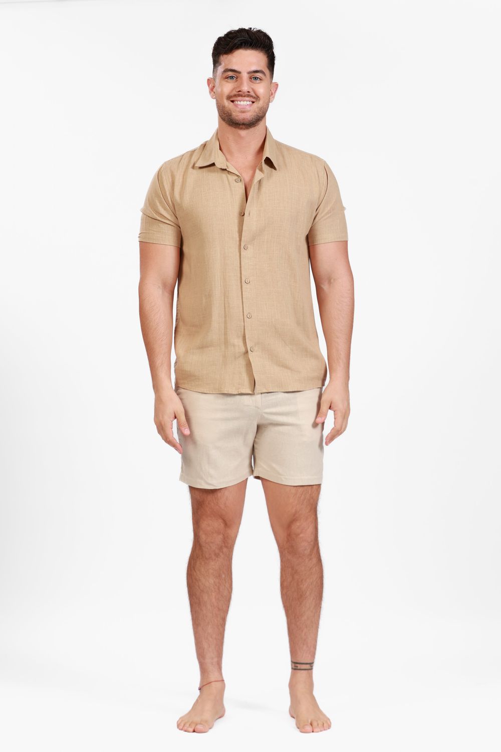 Khaki Linen Shorts