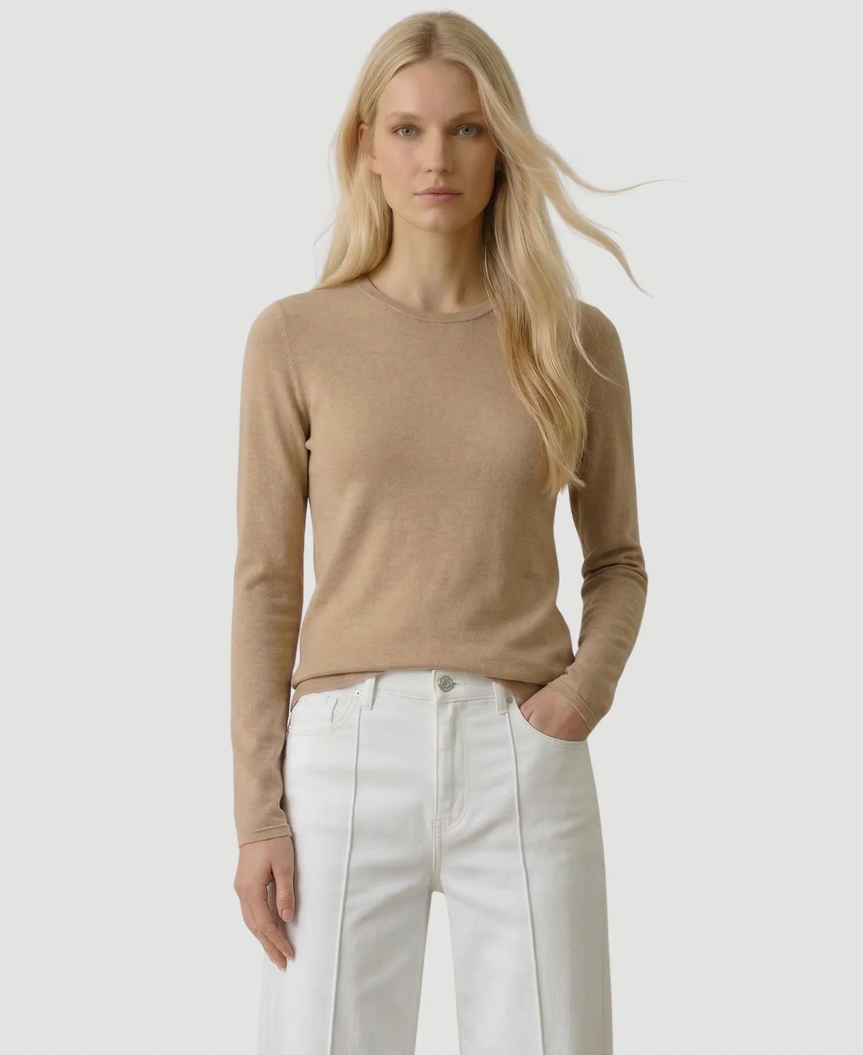 Machine Washable Cashmere L/S Crew Neck (M251FPU364)