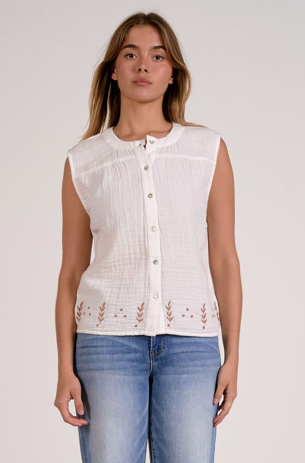 Gauze Crewneck Top