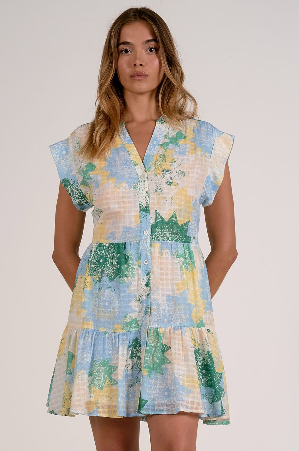 Tiered Cap Sleeve Dress