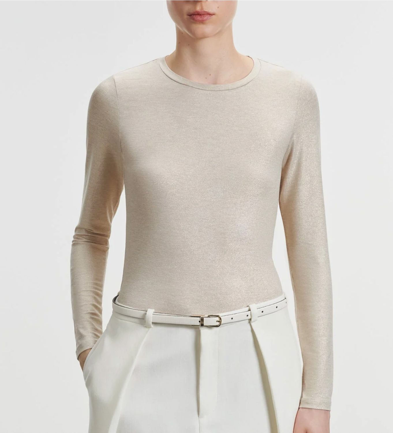 Soft Touch Metallic Long Sleeve Crew (M014FTS008)
