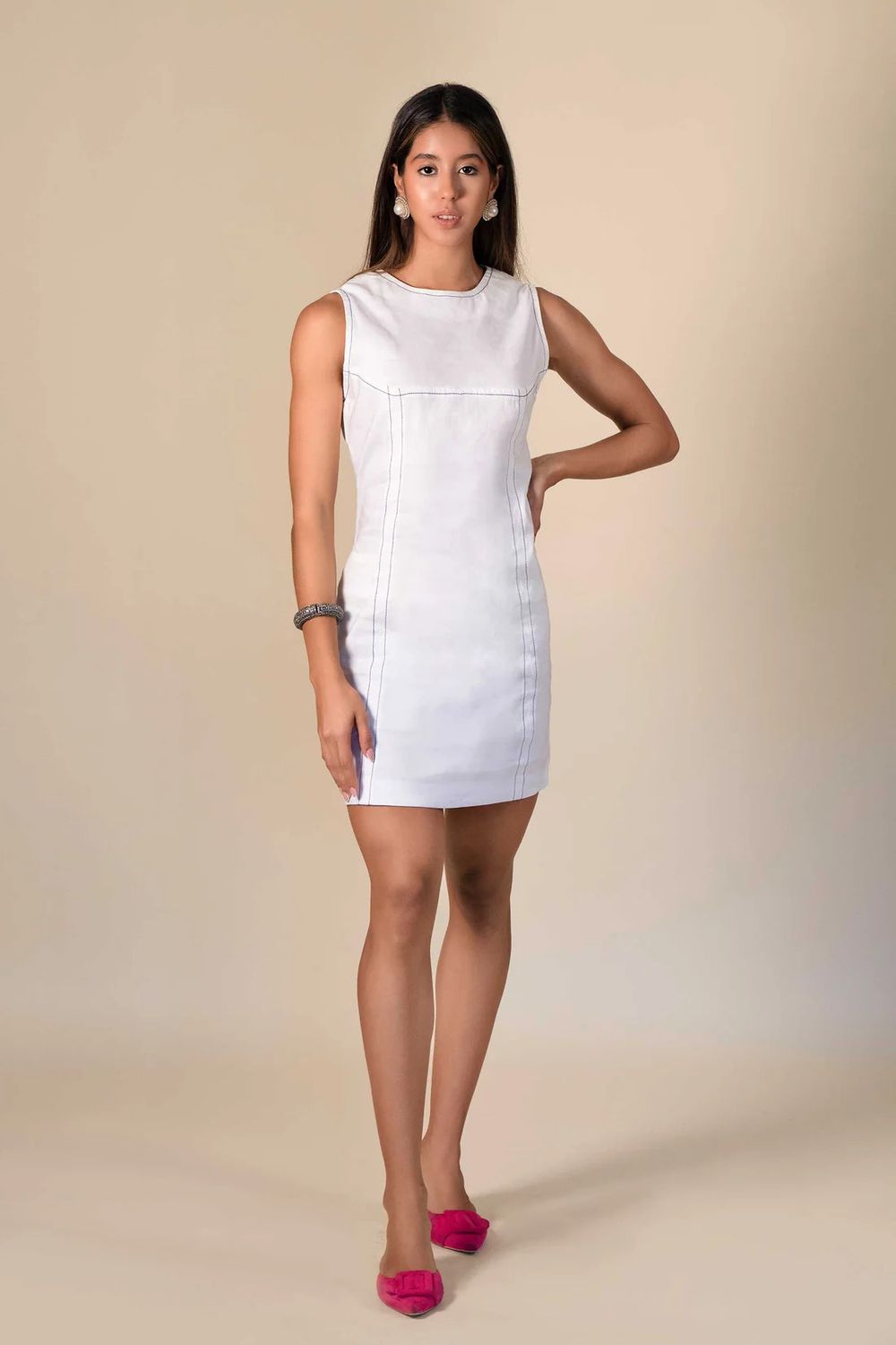 Milano Stretch Linen Shift Dress